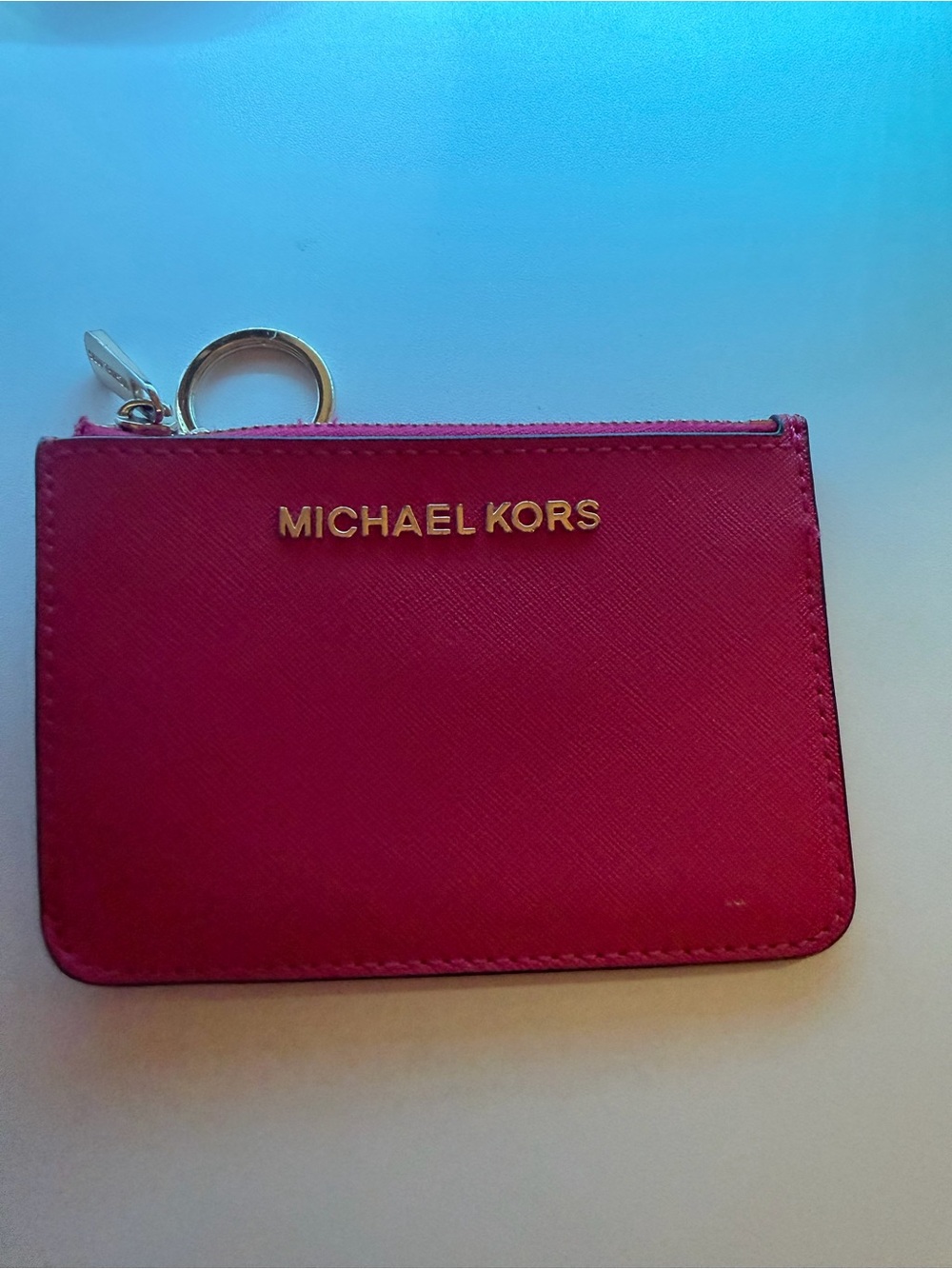 MICHAEL KORS Hot Pink Card Case Keyring